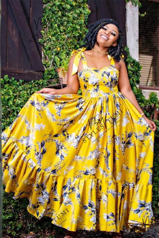 Yellow floral maxi dress Clearance