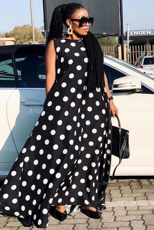 Black and White Polka Dots Maxi Dress – Styles By Tumi