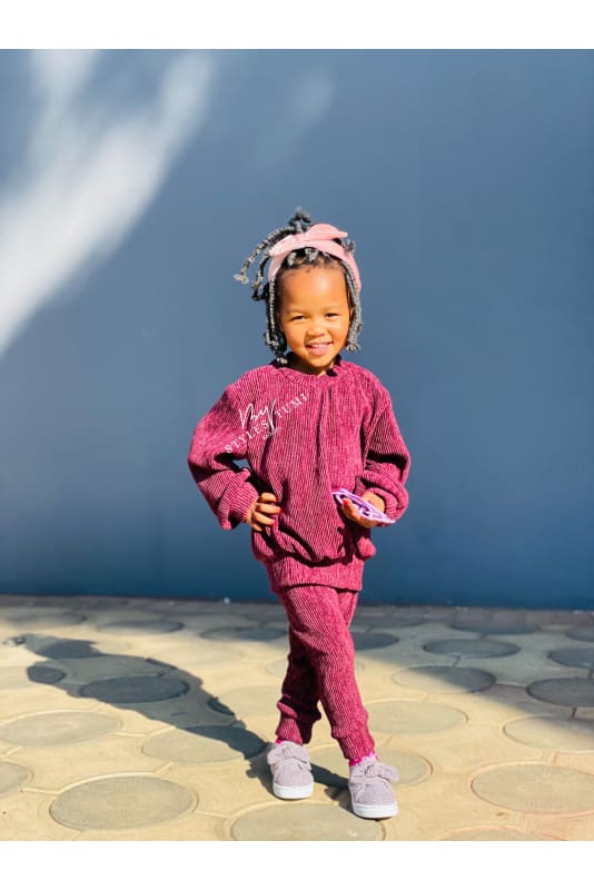 Pleated cashmere knit tracksuit kiddies