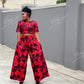 Red African Print Crop Top Palazzo